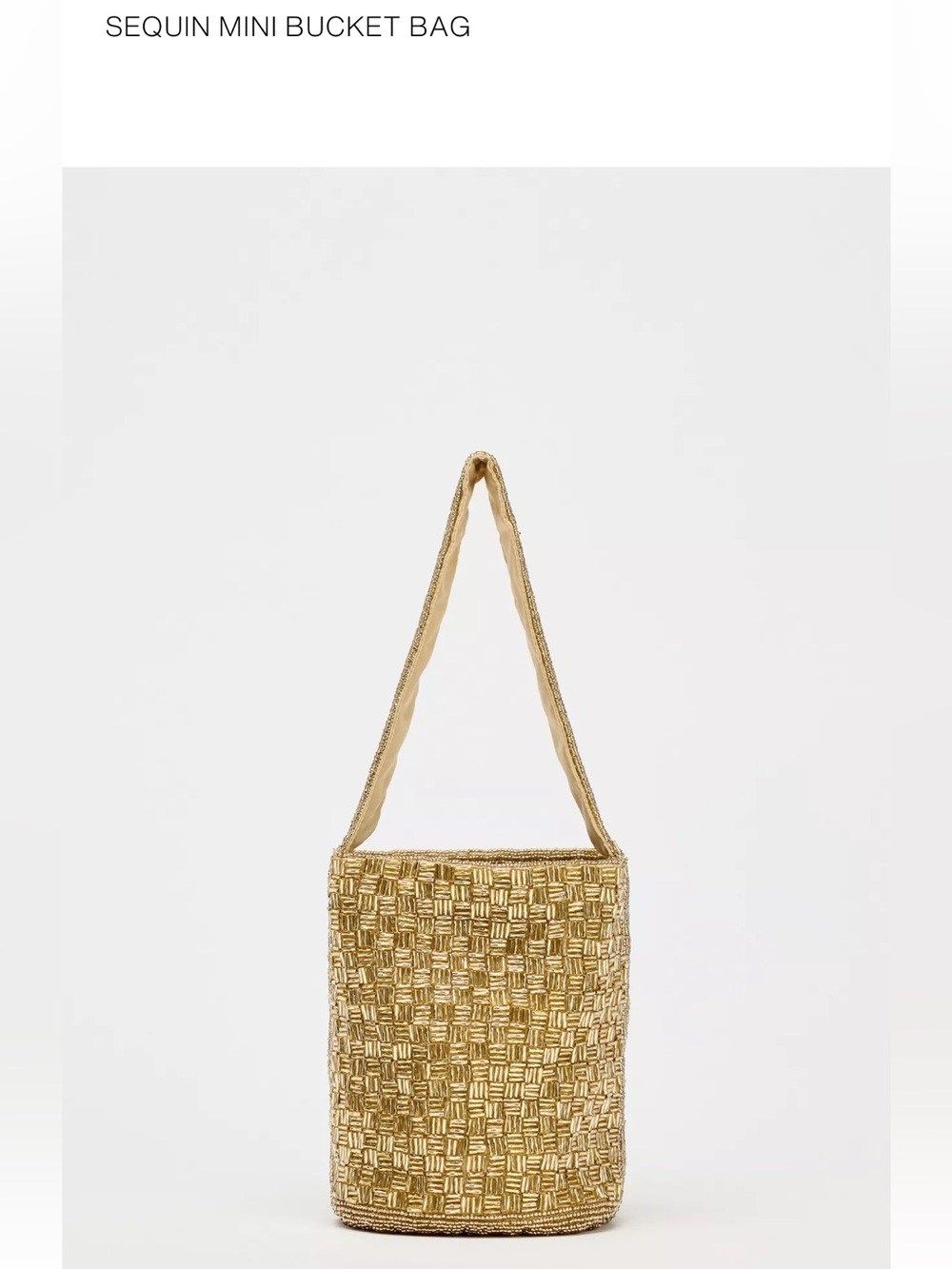 Zara NWT Gold Beaded Luxe Mini Bucket Bag Crossbody Chain Purse Wedding 6582/510 - Picture 2 of 5